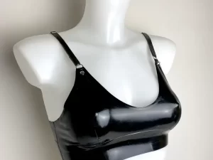 Latex bra with studs and silver hardware in any colour