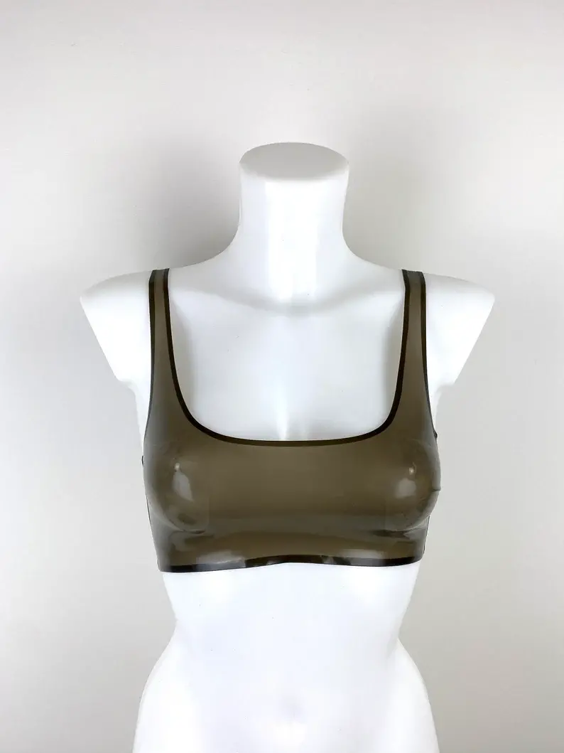 Latex sports style bralet with contrast trim