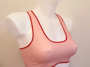 Latex sports style bralet with contrast trim