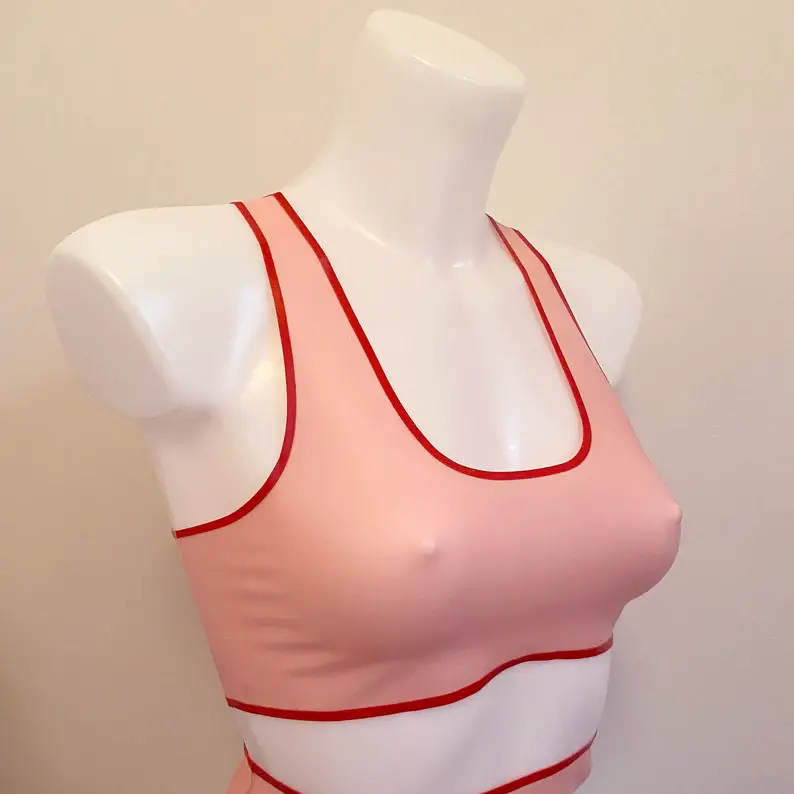 Latex sports style bralet bra with band