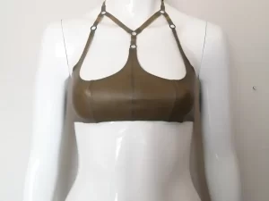 Latex Halter Neck Cropped Bralette