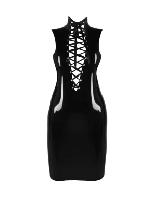 Sleeveless latex dress that highlights