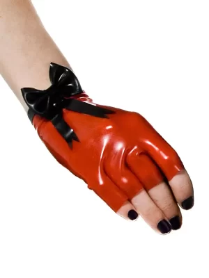 Stylish fingerless latex mini gloves