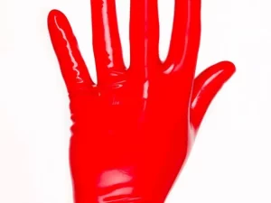 Short gloves made of molded latex unisex red