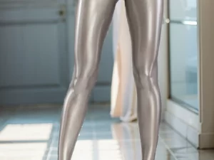 Leggings with anatomic cut, with belt and trimmed edging