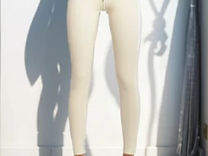 White latex leggings with double slider crotch zipper