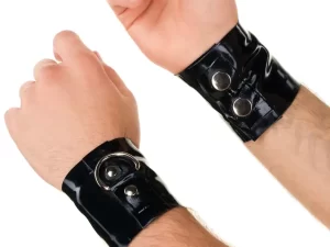 Men's Latex Wrist Cuffs With D-rings