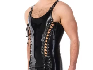 Latex Men's Lace-Up Muscle Vest