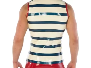 Striped Latex Vest with Front Zipper