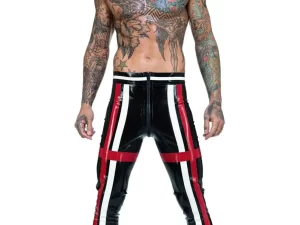 Latex Mens Athletic-Striped Leggings