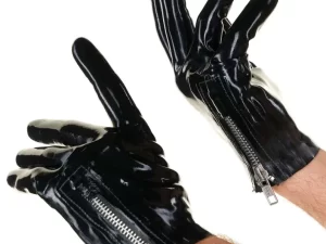 Latex Mens Zippered Wrist Gloves