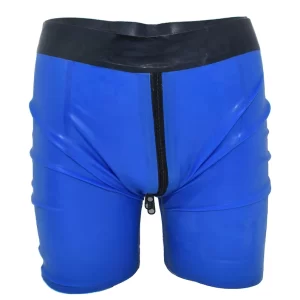 Men's Latex Double Zipper Shorts