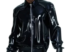 Latex Baggy Sleeves Jacket With Collar