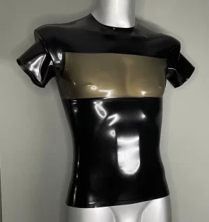 men's latex transparent contrast color t shirt