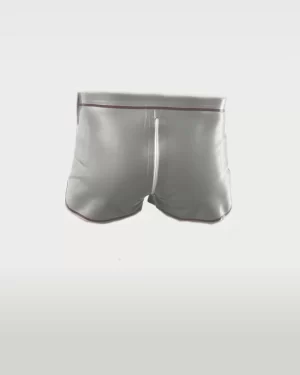 Latex Mens Crotch Zipper Shorts With Contrast Trim