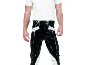 Latex Men's Pant With Knee And Bottom Contrasting Panels