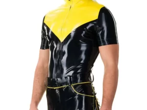 Edgy Style Men's Latex Short-Sleeved Top