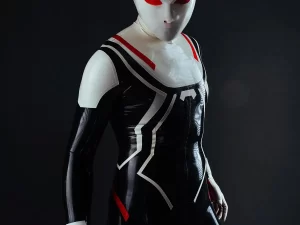 Male White-Headed Spidey Latex Costume Catsuit