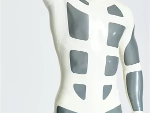 Male Silver Streak Rubber Catsuit