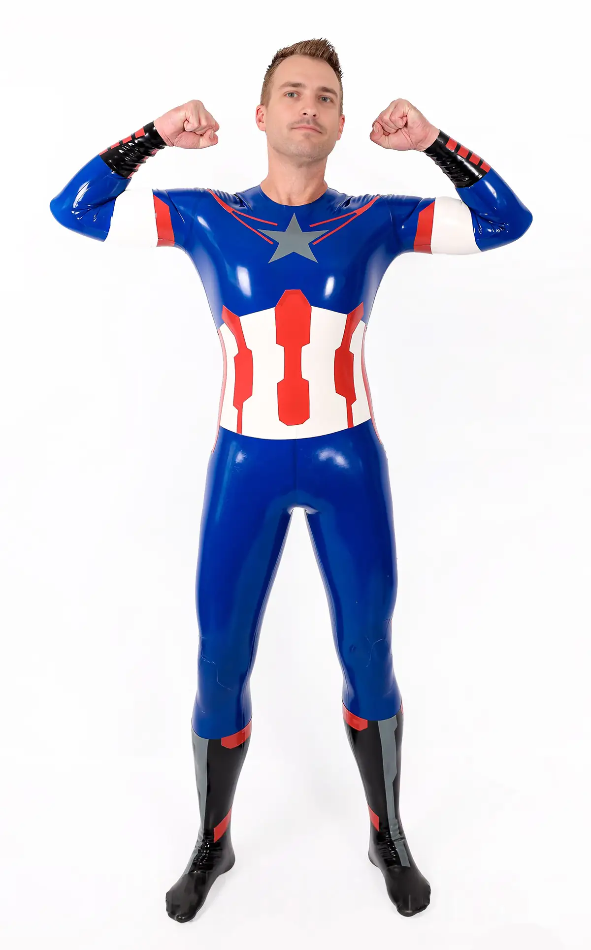 Male White-Headed Spidey Latex Costume Catsuit