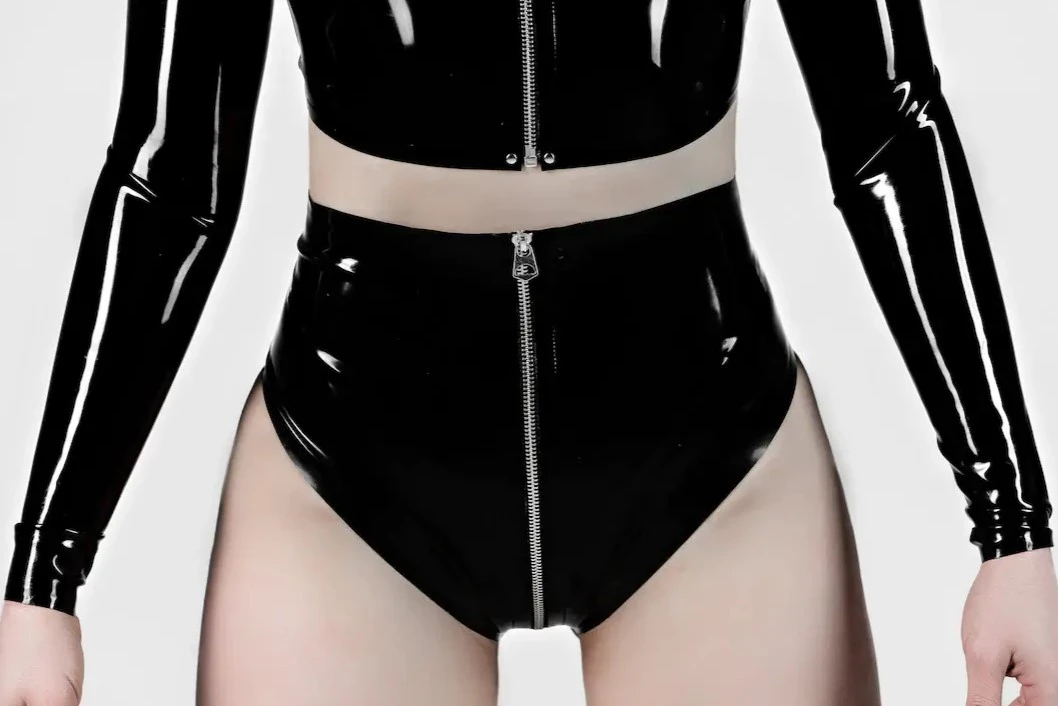 latex high waist panties with bow rubber lingerie sexy hot