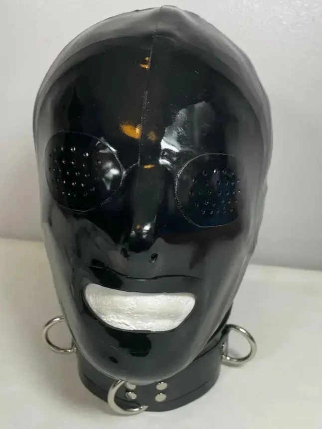 Latex Full Face Hood with No Eyes