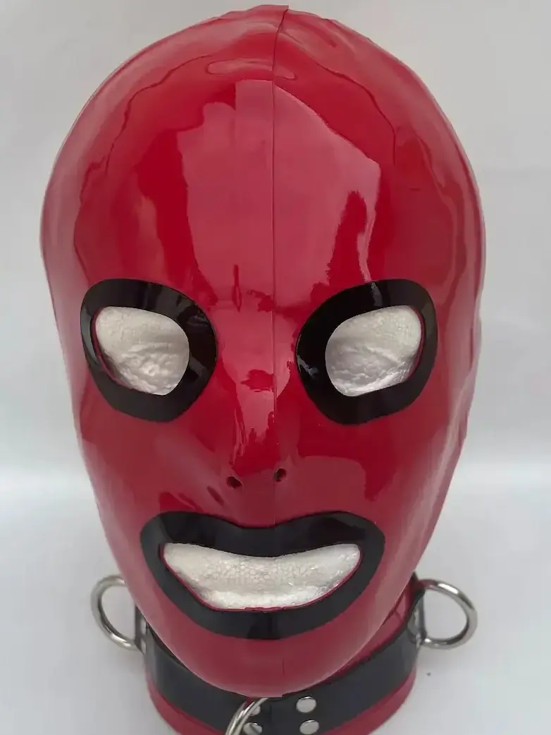 Latex Full Face Hood with No Eyes