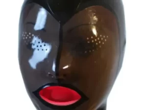 Latex hood with tongue and perforated eye holes