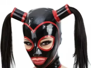 Latex Hood with Pigtails and Contrast Trim