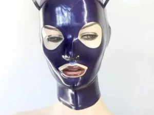 Latex Rubber Cat Hood with attached ears