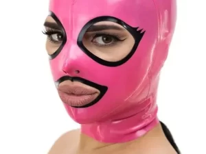 Latex Hood with Eyelashes contrast trim