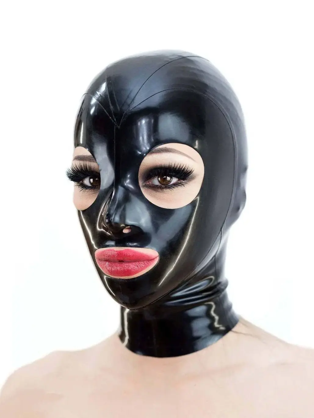 Latex Hood single color with zipper and round eyes