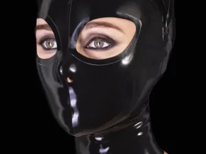 Latex cat mask with closed mouth