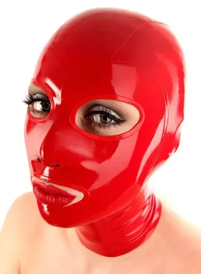 Red Hoods Natural Latex Open Eyes Mouth with Nose Holes Mask