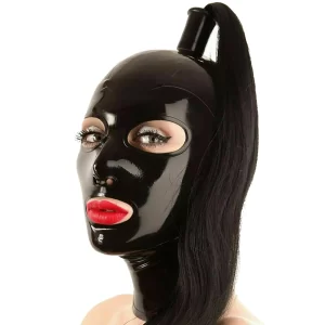 Latex Hood Full Face Masks With Hair Carnival Party Games Headwear