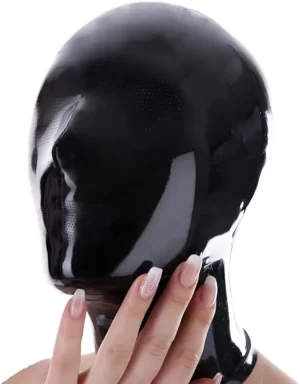 Latex Hood Mask Rubber Pinholes for Mouth Eyes and Nose with Zipper