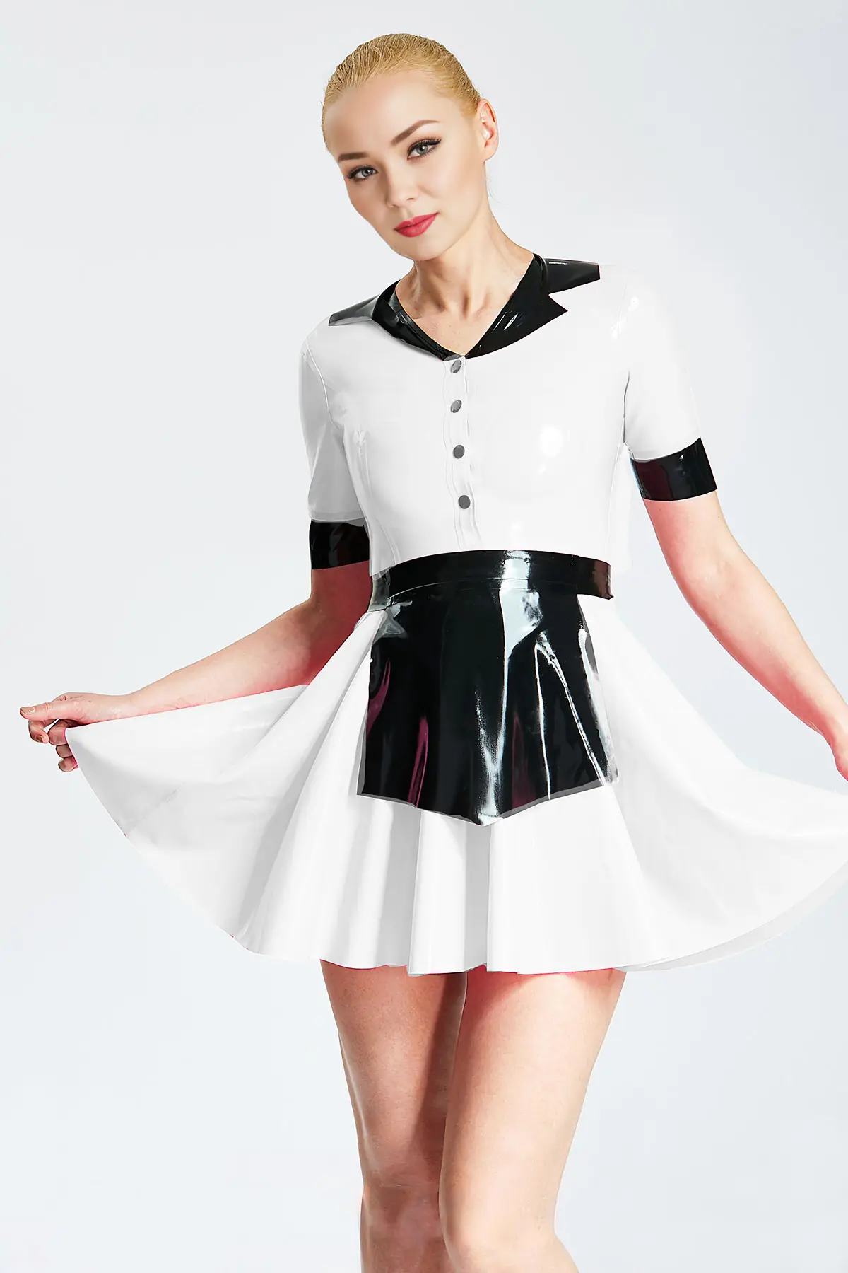 Latex Polka Dots Mini Dress