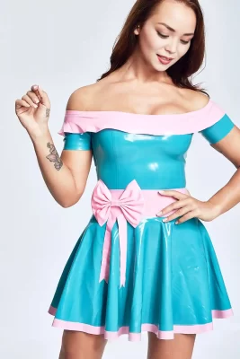 Latex Party Girl Off-The-Shoulder Dress