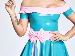 Latex Party Girl Off-The-Shoulder Dress