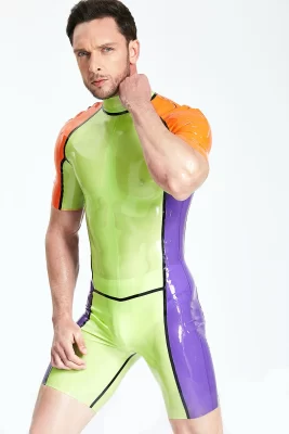 Latex Male Multicolor Shoulder-Zip Surfsuit