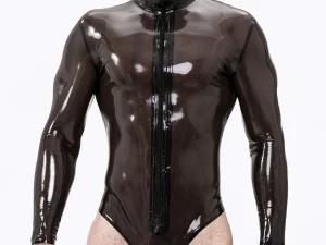 Latex Male Long-Sleeved Leotard