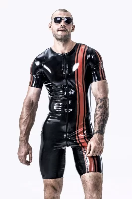 Latex Male Vertical Stripes Surfsuit