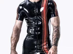 Latex Male Vertical Stripes Surfsuit