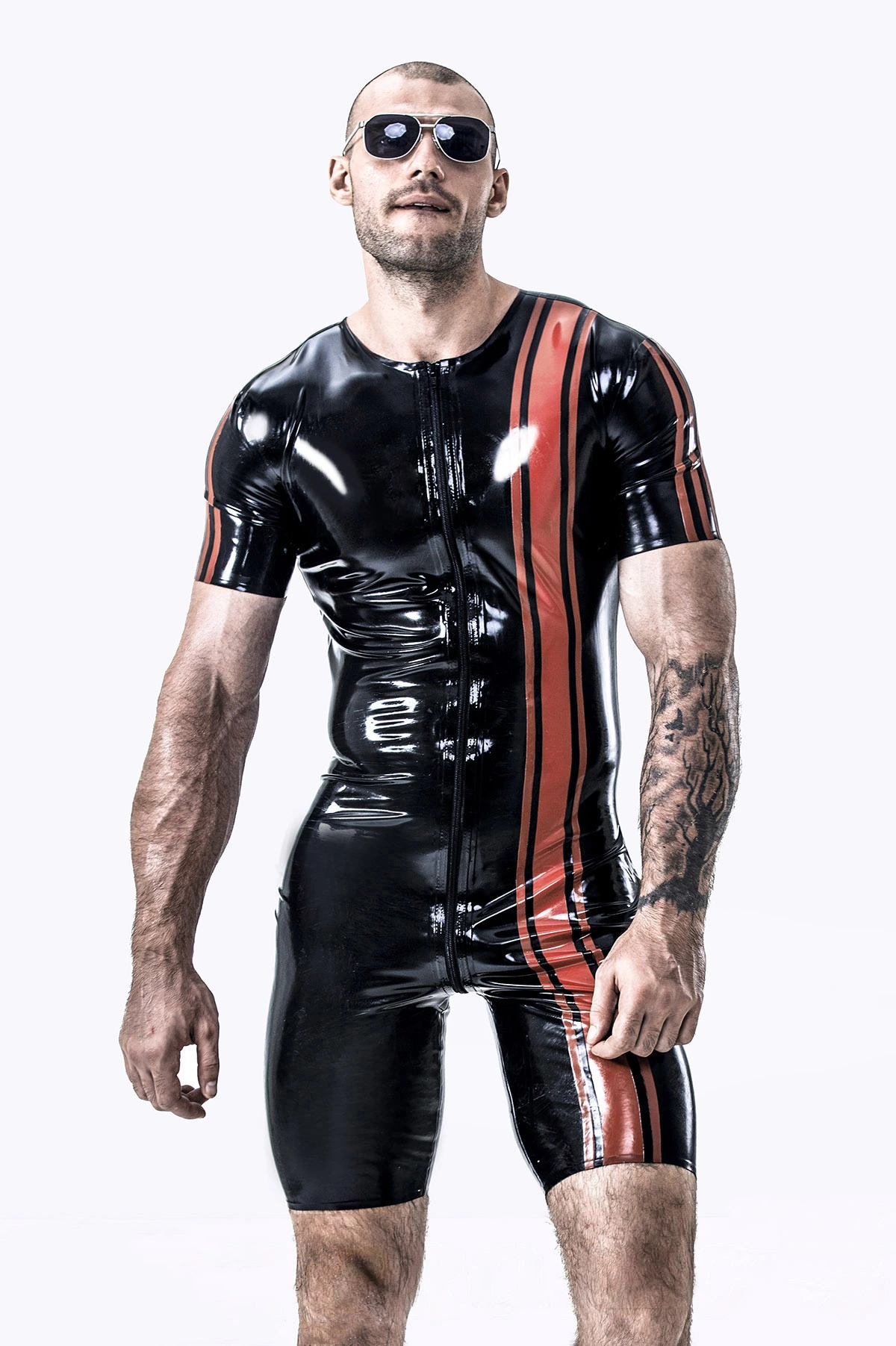 Latex Male Zipperless Short Leg Singlet Suit