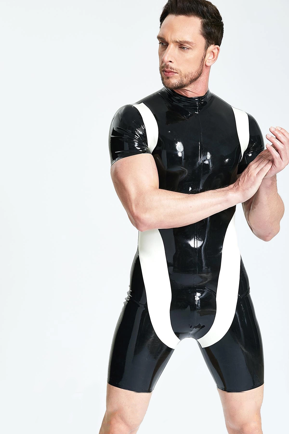 Latex Male Tank Top Codpiece Suit