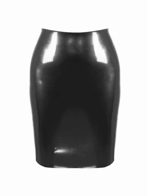 latex black pencil skirt