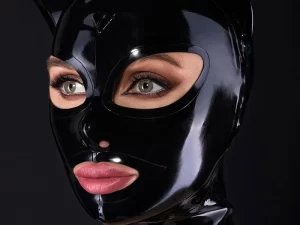 Black latex cat mask