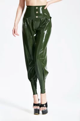 Latex HIgh-Waisted Harem Pants