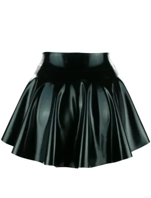 Latex Hi-lo Micro Mini Skater Skirt