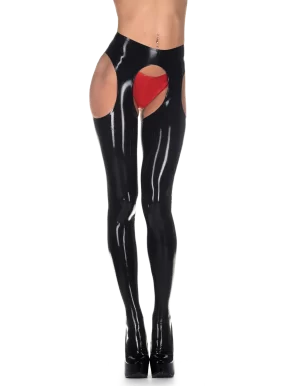 Latex Black Suspender Tights